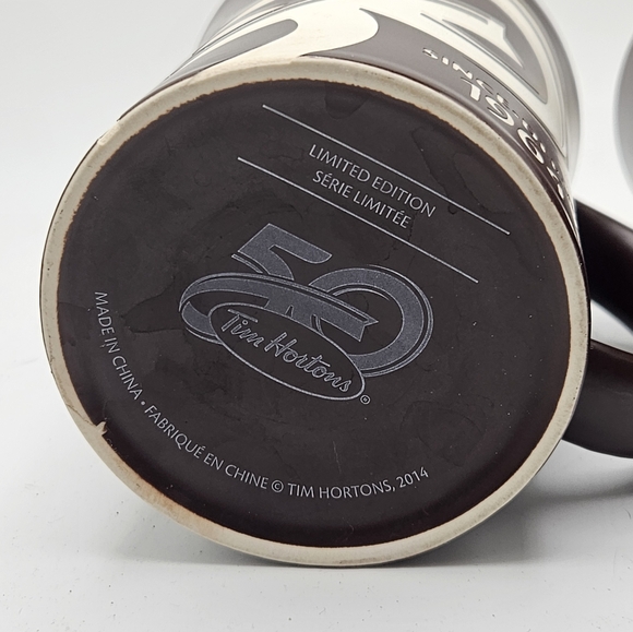 Two Brown Tim Hortons Coffee Cups one is flawed with a chip - Picture 5 of 6